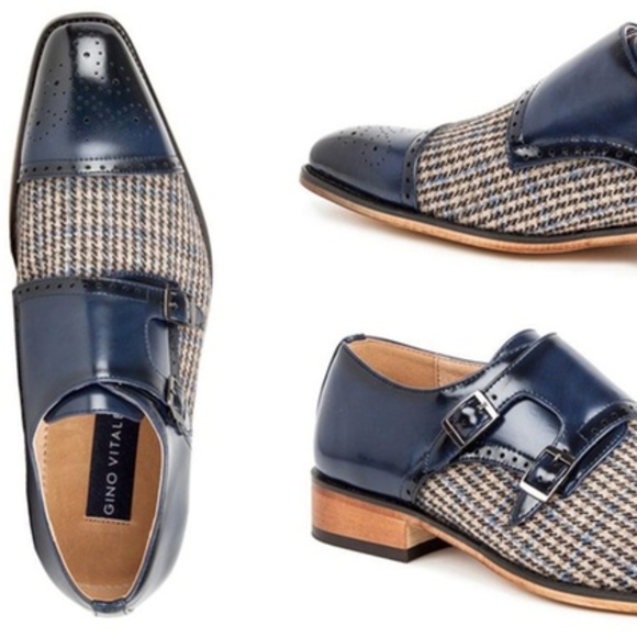 Gino Vitale Men's Brogue Loafers - Blue - Picture 2 of 2